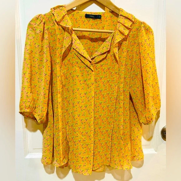 THML | Chiffon Ruffle Patterned Blouse - Picture 2 of 6